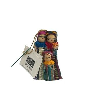TEN THOUSAND VILLAGES Christmas Guatemala Family Ornament Handmade Tags 3” RARE